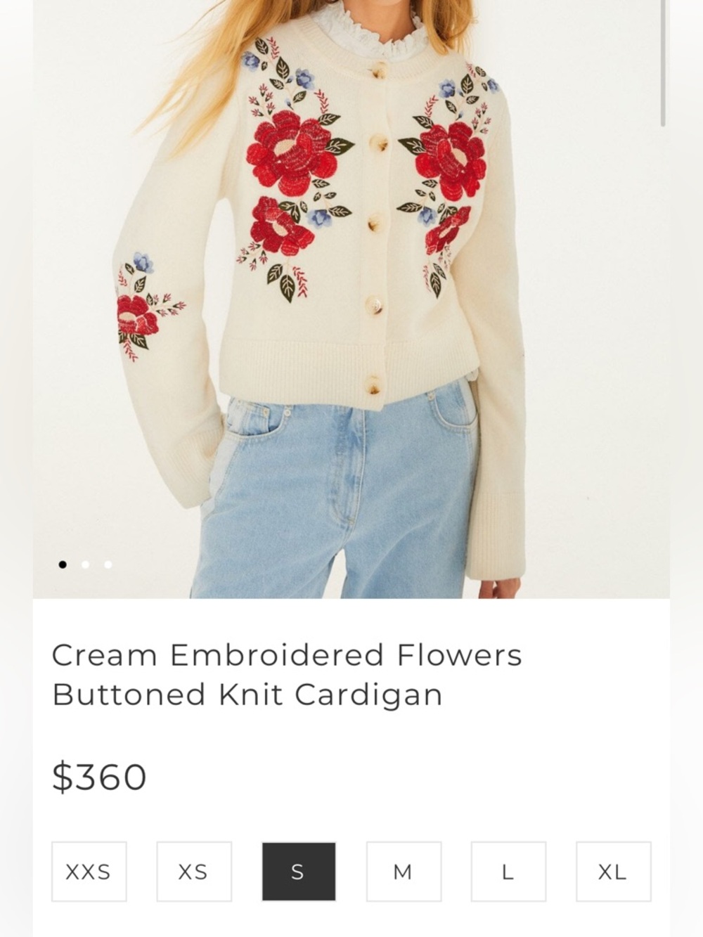 Farm Rio: Cream Embroidered Flowers
Buttoned Knit Cardigan - Picture 6 of 9